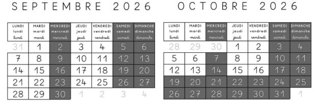 calendrier mensuel 2026 2027 en pdf