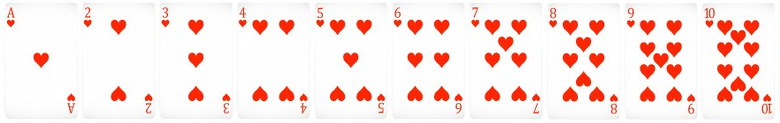 cartes à jouer de valeur 1 à 10