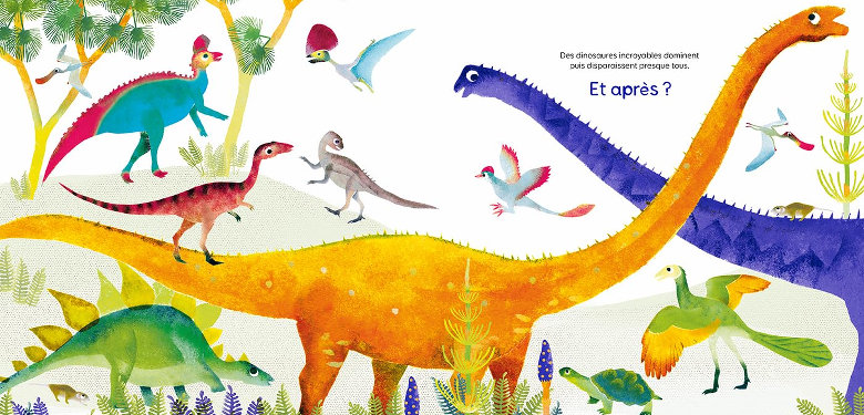 Avant moi - Emmanuelle Houssais - éditions du Ricochet - Des dinosaures incroyables dominent puis disparaissent presque tous. Et après ?