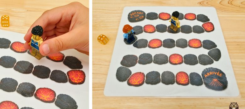 jeu de l'oie - numération - lave et pierre volcanique