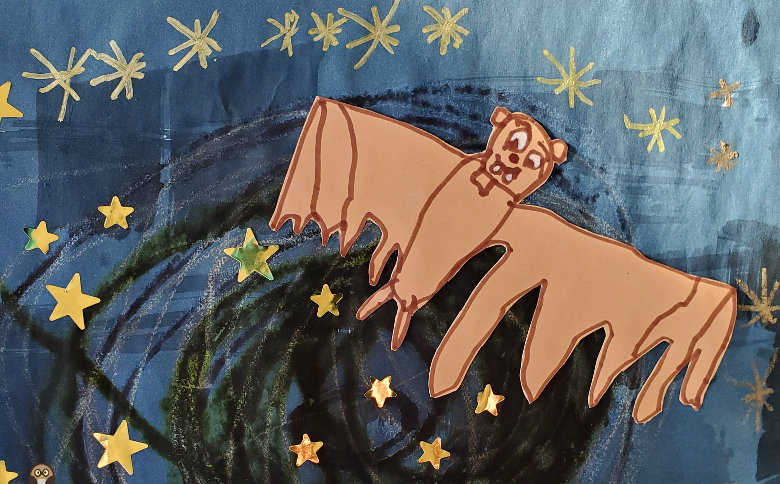 production de chauve-souris dans une nuit étoilée réalisée en maternelle